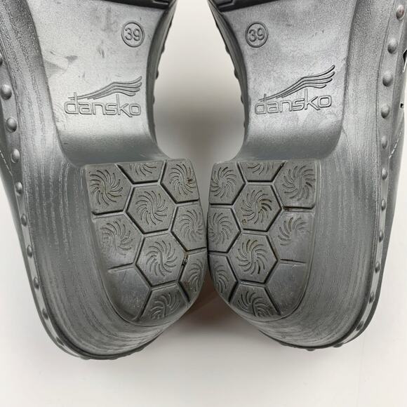Dansko Pippa Clogs Cut Out Grey Silver Jelly Slip On Women's 39 US 8.5 9 - Picture 11 of 11